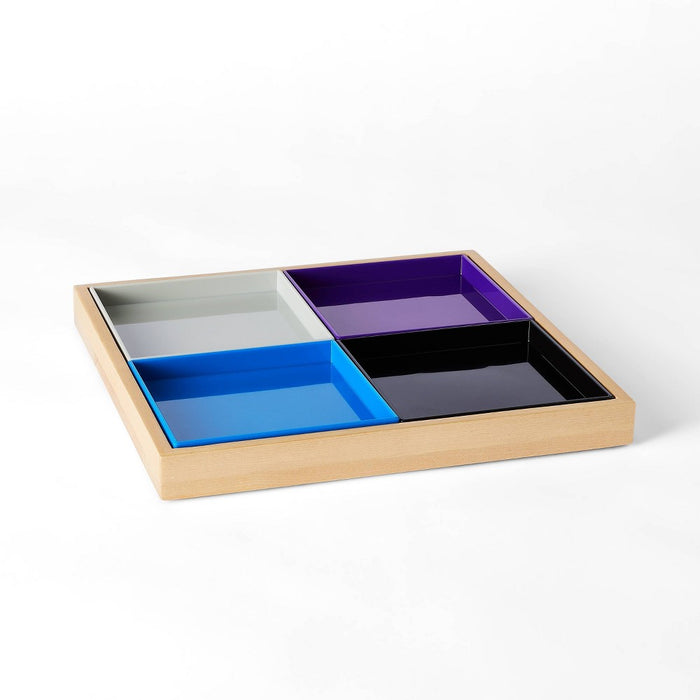 5pc Nested Square Tray Set Gray/Purple/Blue/Black - LEGO Collection x Target