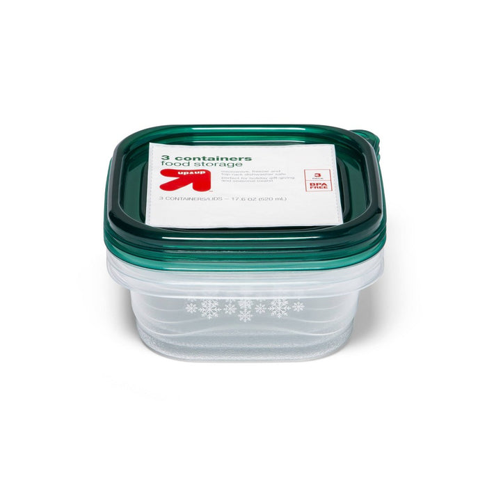 LOT OF 4 -Small Square Food Storage Container - 17.6oz/3ct - up & up