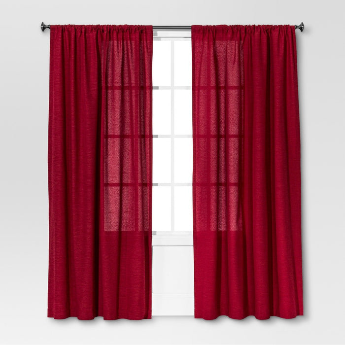 108"x54" Farrah Light Filtering Curtain Panel Red - Threshold