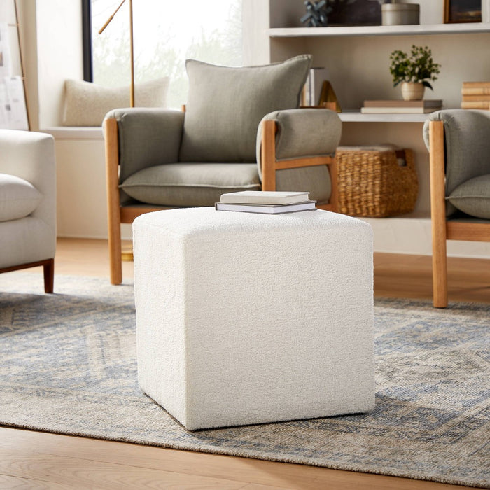 Lynwood Square Upholstered Cube Cream Boucle - Threshold designed with Studio McGee