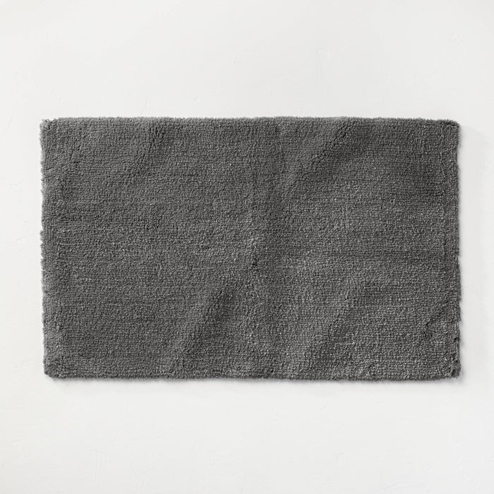 21"x34" Ultra Soft Tufted Bath Rug Dark Gray - Casaluna