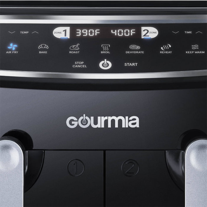 Gourmia 9-Quart Dual Basket Digital Air Fryer, with 7 Functions, Smart Finish and Match Cook