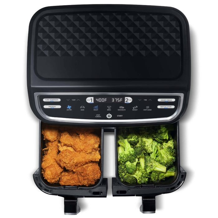 Gourmia 9-Quart Dual Basket Digital Air Fryer, with 7 Functions, Smart Finish and Match Cook