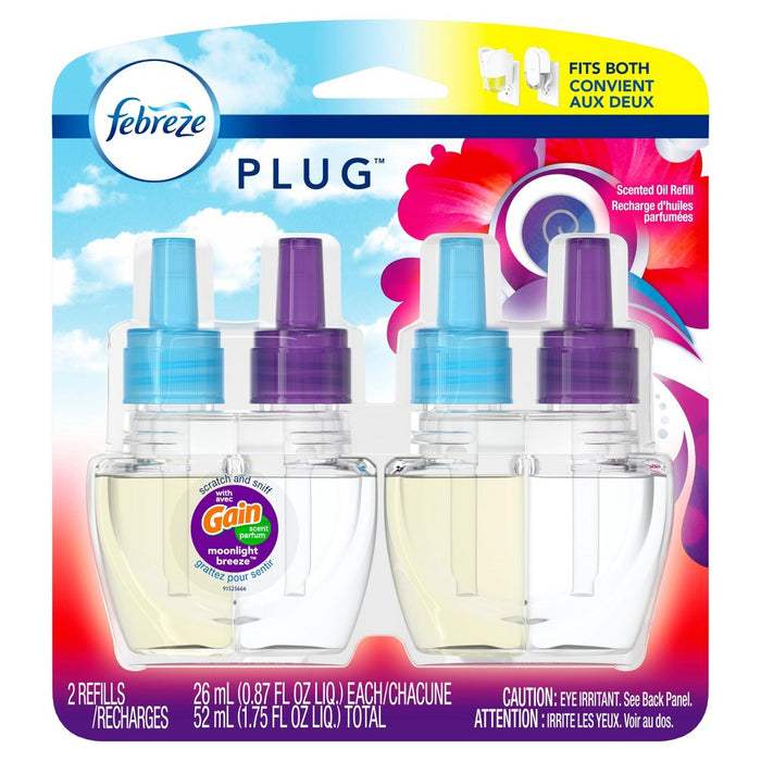 Febreze Plug Air Freshener Refills with Gain Moonlight Breeze - 2ct 1.75oz