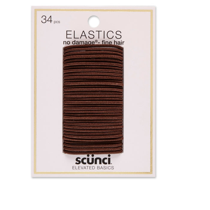 scunci No Damage Elastics - Brown - 2mm/34ct