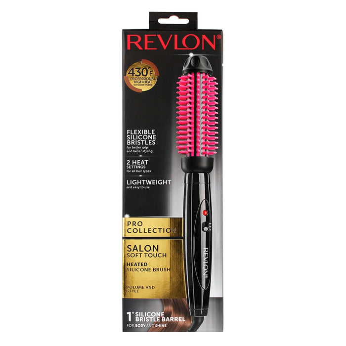 Revlon Pro Collection Heated Silicone Bristle Curl Brush Black 1"