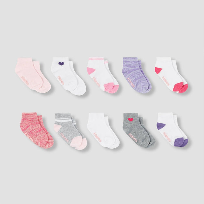 Hanes Toddler Girls' 10pk Athletic Ankle Socks - Colors May Vary 2T-3T
