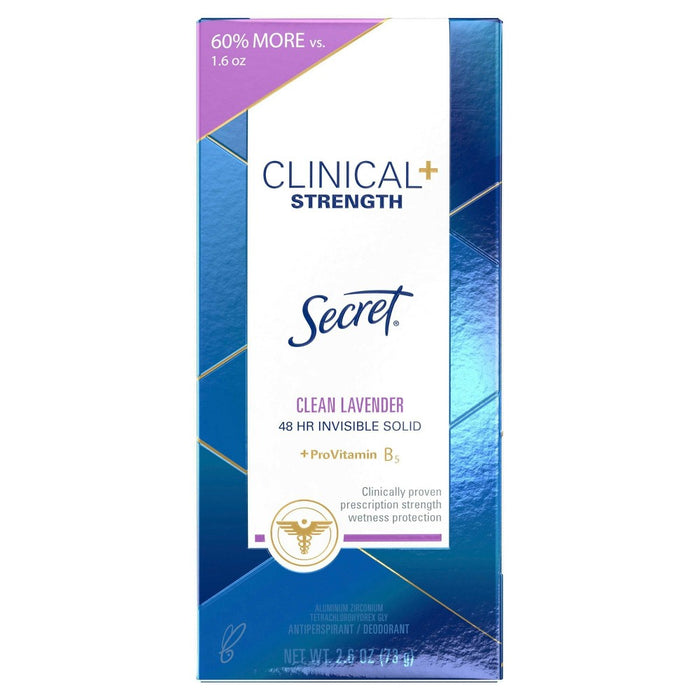Secret Clinical Strength Invisible Solid Antiperspirant and Deodorant for Women - Clean Lavender - 2.6oz