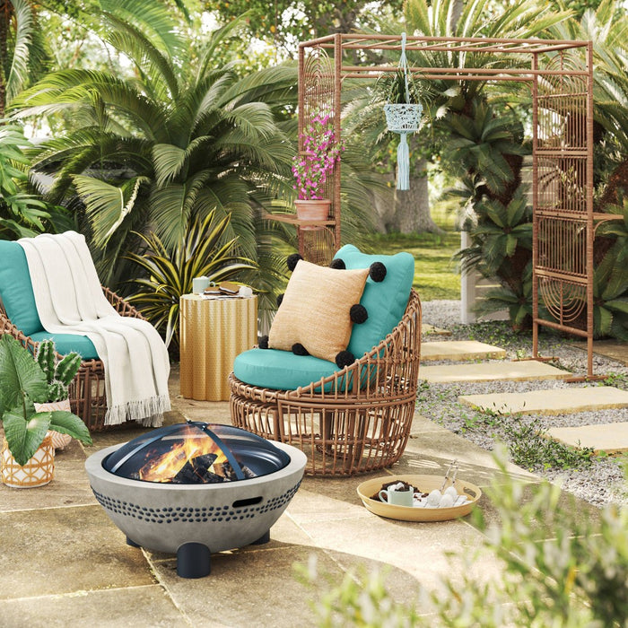 Topanga Club Chair with Ottoman - Blue/Brown - Opalhouse™ designed with Jungalow™ (LOCAL PICKUP ONLY)