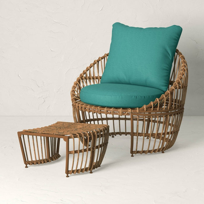 Topanga Club Chair with Ottoman - Blue/Brown - Opalhouse™ designed with Jungalow™ (LOCAL PICKUP ONLY)