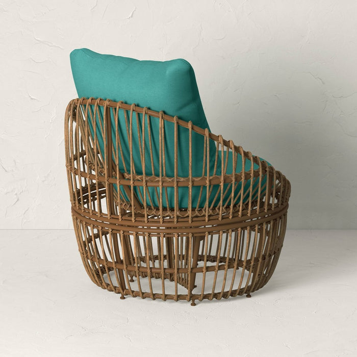 Topanga Club Chair with Ottoman - Blue/Brown - Opalhouse™ designed with Jungalow™ (LOCAL PICKUP ONLY)