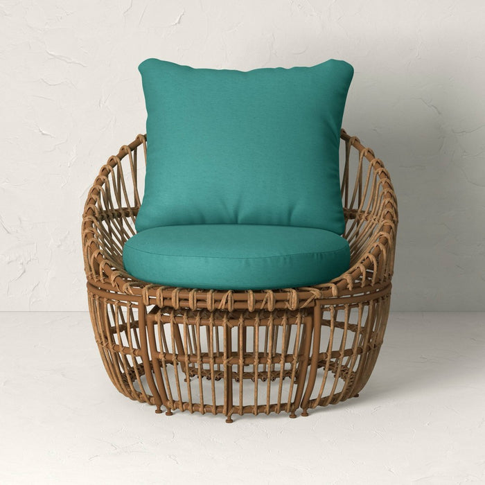 Topanga Club Chair with Ottoman - Blue/Brown - Opalhouse™ designed with Jungalow™ (LOCAL PICKUP ONLY)