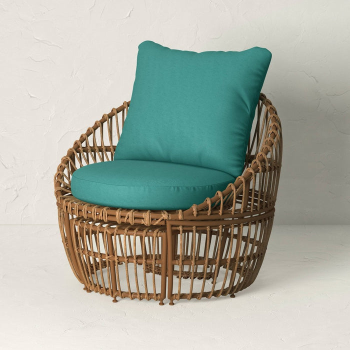 Topanga Club Chair with Ottoman - Blue/Brown - Opalhouse™ designed with Jungalow™ (LOCAL PICKUP ONLY)