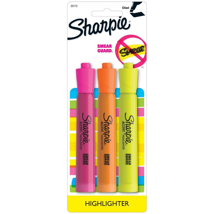 Sharpie 3pk Highlighters Smear Guard Chisel Tip Multicolored