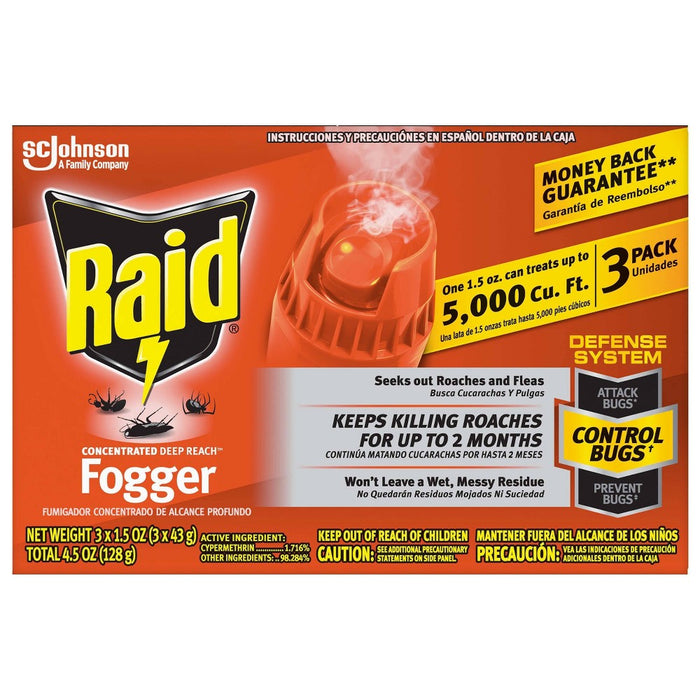 Raid Concentrated Deep Reach Fogger - 1.5oz/3cans
