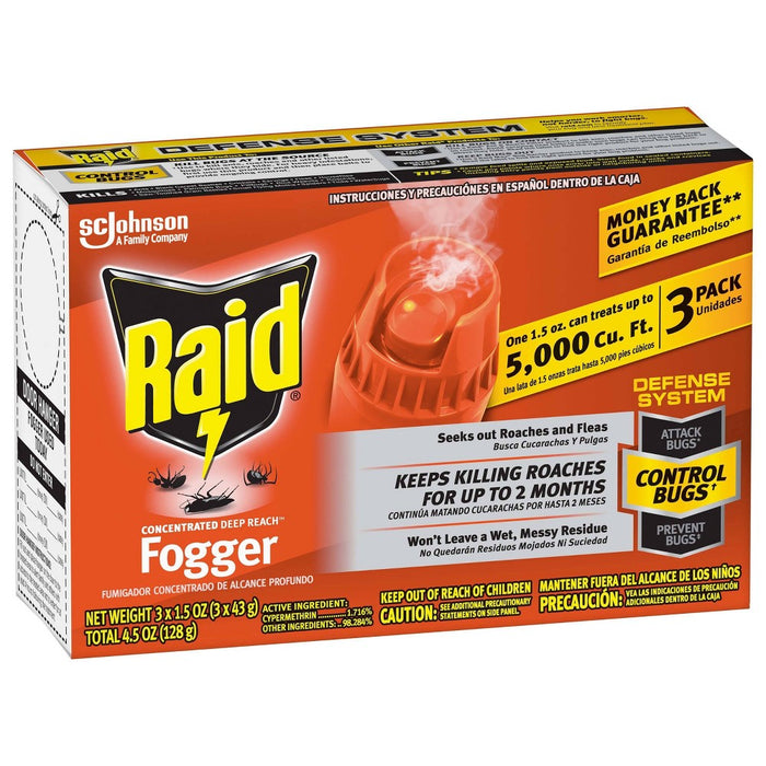 Raid Concentrated Deep Reach Fogger - 1.5oz/3cans
