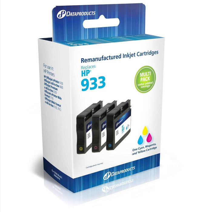 Remanufactured Cyan/Magenta/Yellow 3-Pack Ink Cartridges - HP 933 Ink