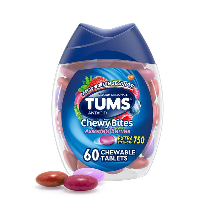 Tums Chewy Bites Extra Strength Antacid Assorted Berry 60ct
