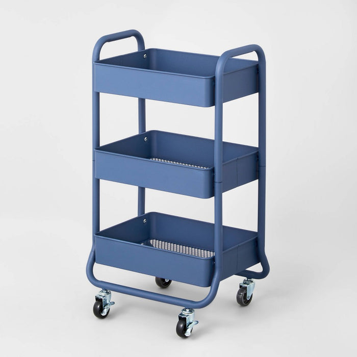 3 Tier Metal Utility Cart Blue - Brightroom™