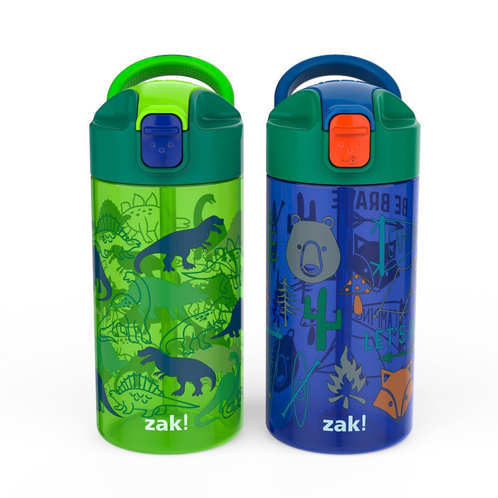 18oz 2pk Plastic Dino's and Camping Valiant Kids Water Bottle Set - Zak Designs