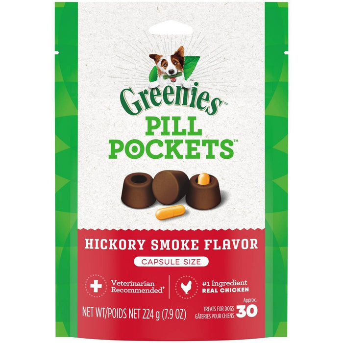 Greenies Capsule Size Pill Pockets Hickory Smoke Flavor Beef Chewy Dog Treats - 30ct/7.9oz