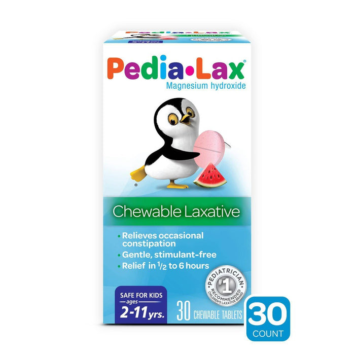 Pedia-Lax Laxative Chewable Tablets for Kids - Ages 2-11 - Watermelon Flavor - 30ct