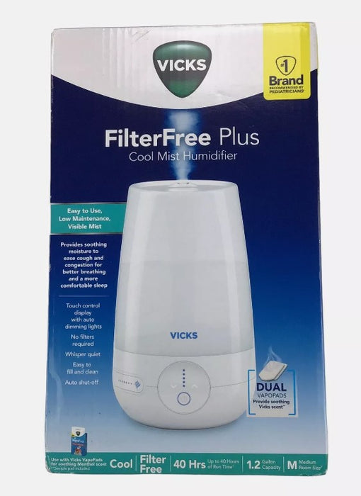 Vicks Filter Free Plus Cool Mist Ultrasonic Humidifier - 1.2gal