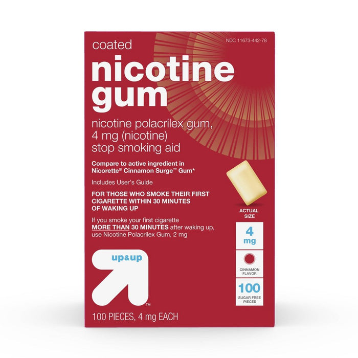 Coated Nicotine 4mg Gum Stop Smoking Aid - Cinnamon- 100ct - up & up™