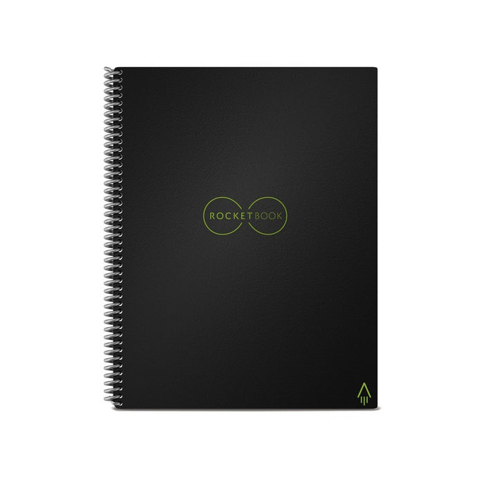 Core Smart Spiral Reusable Notebook Lined 32 Pages 8.5"x11" Black - Rocketbook