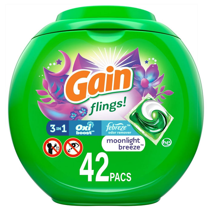 Gain flings! Liquid Laundry Detergent Pacs - Moonlight Breeze - 31oz/42ct