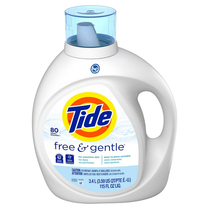 Tide High Efficiency Liquid Laundry Detergent - Free & Gentle - 115 fl oz