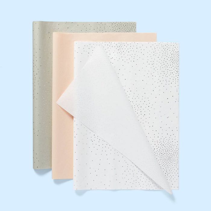 20ct Foil Dots with Foil Dots Gift Wrap Tissue Gray/Pink/White - Spritz™
