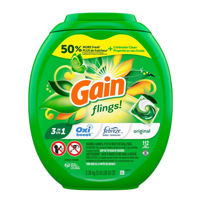 Gain flings! Laundry Detergent Pacs - Original - 76oz/112ct