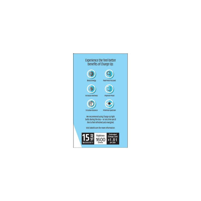 Brilli A21 100W Charge Up Energy-Boosting Dimmable LED Light Bulb White