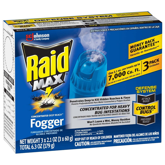 Raid Max Concentrated Deep Reach Fogger - 2.1oz/3cans