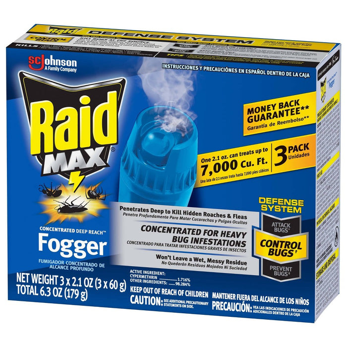 Raid Max Concentrated Deep Reach Fogger - 2.1oz/3cans