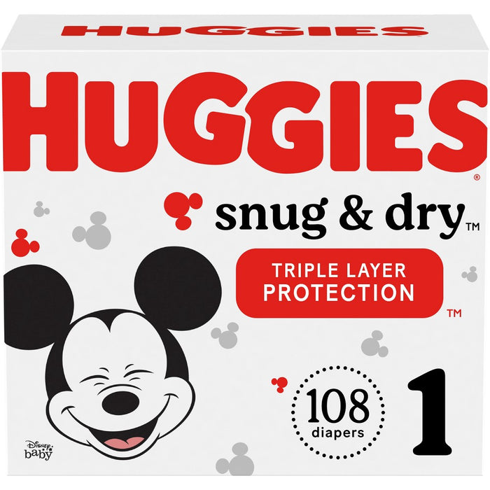 Huggies Snug & Dry Baby Disposable Diapers Super Pack - Size 1 - 108ct-