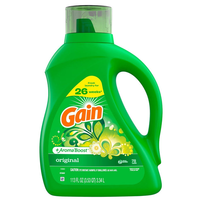 Gain + Aroma Boost Original Scent HE Compatible Liquid Laundry Detergent - 113 fl oz