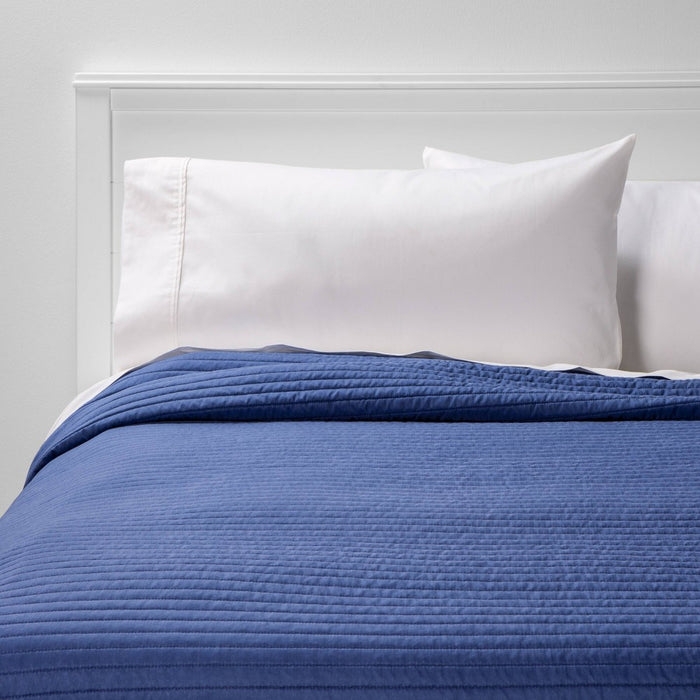 Twin/Twin Extra Long Garment Washed Microfiber Quilt Navy - Room Essentials™