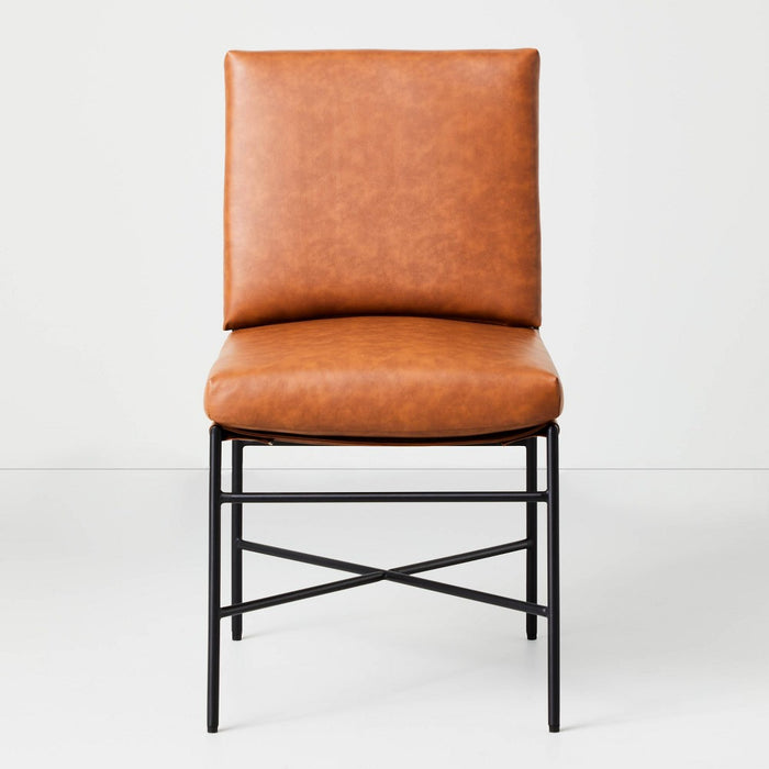 Faux Leather & Metal Dining Chair Black/Brown - Hearth & Hand™ with Magnolia (LOCAL PICKUP ONLY)