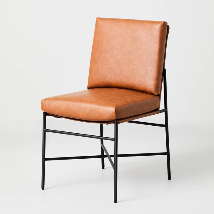 Faux Leather & Metal Dining Chair Black/Brown - Hearth & Hand™ with Magnolia (LOCAL PICKUP ONLY)