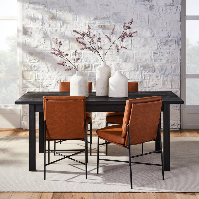 Faux Leather & Metal Dining Chair Black/Brown - Hearth & Hand™ with Magnolia (LOCAL PICKUP ONLY)