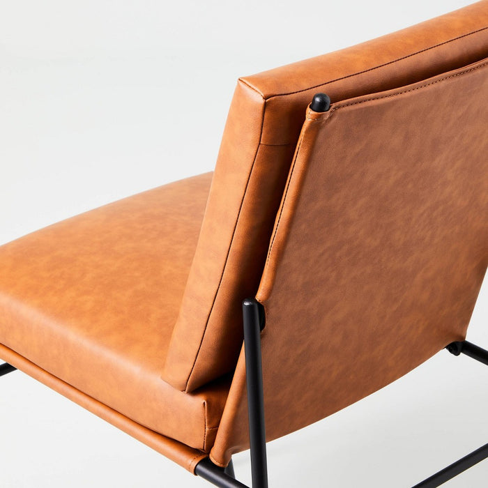 Faux Leather & Metal Dining Chair Black/Brown - Hearth & Hand™ with Magnolia (LOCAL PICKUP ONLY)