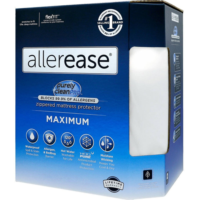 Queen Maximum Bed Bug and Allergy Mattress Protector White - AllerEase