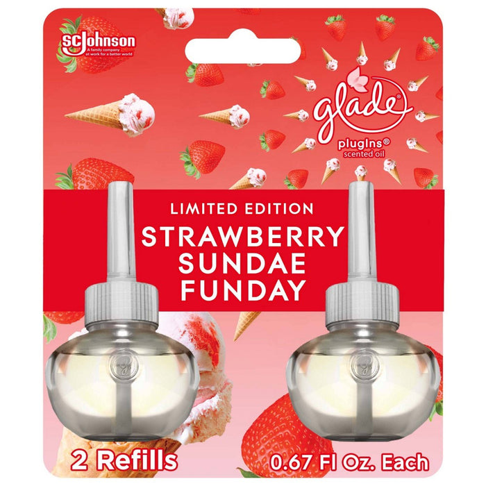 Glade PlugIns Scented Oil Air Freshener Refills - Strawberry Sundae Funday - 2ct/1.34oz