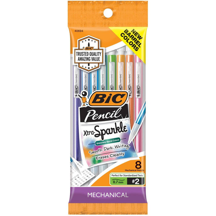 BIC #2 Xtra Sparkle Mechanical Pencils, 0.7mm, 8ct - Multicolor