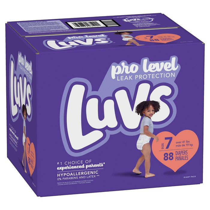 Luvs Pro Level Leak Protection Diapers Giant Pack - Size 7 - 88ct