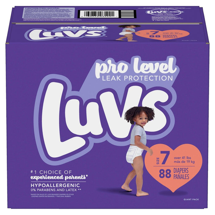Luvs Pro Level Leak Protection Diapers Giant Pack - Size 7 - 88ct