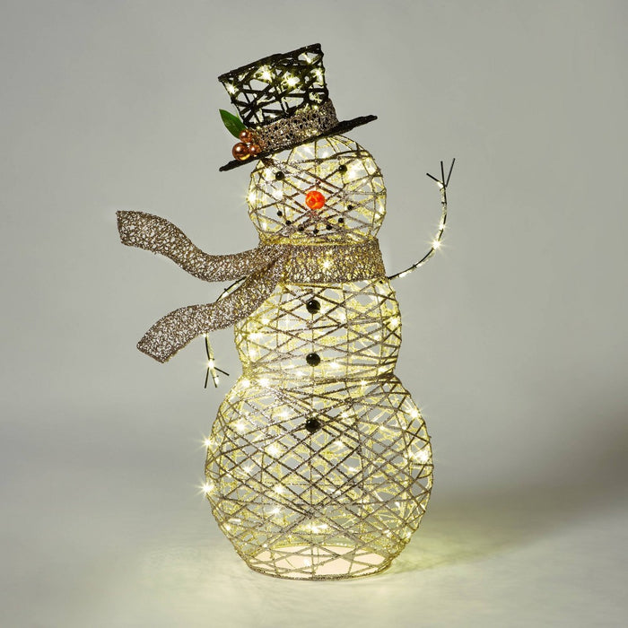 42" Faux Rattan Snowman Novelty Sculpture Light - Wondershop™