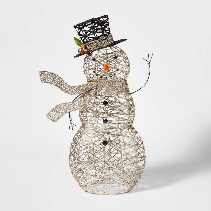 42" Faux Rattan Snowman Novelty Sculpture Light - Wondershop™